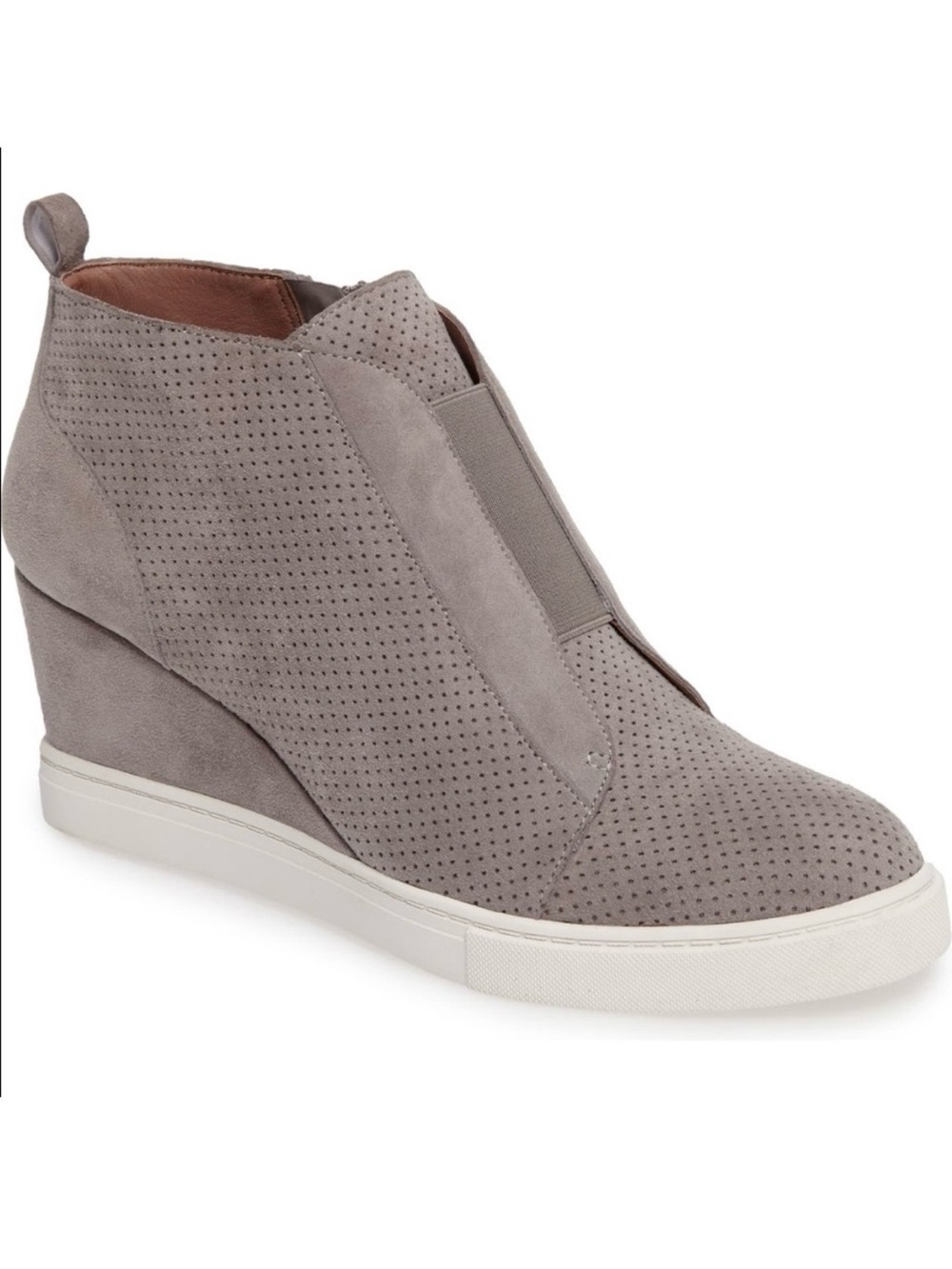 Linea Paolo Anna Gray Perforated Suede Wedge Sneaker Booties – NIB – Women’s 6.5